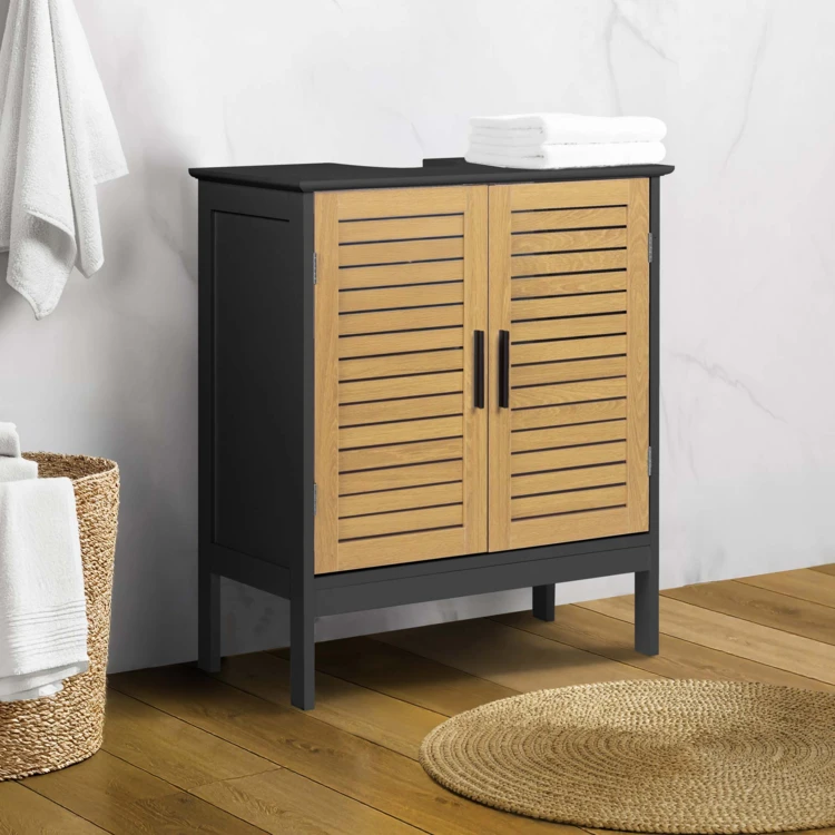 Meuble sous vasque de salle de bain avec portes persiennées