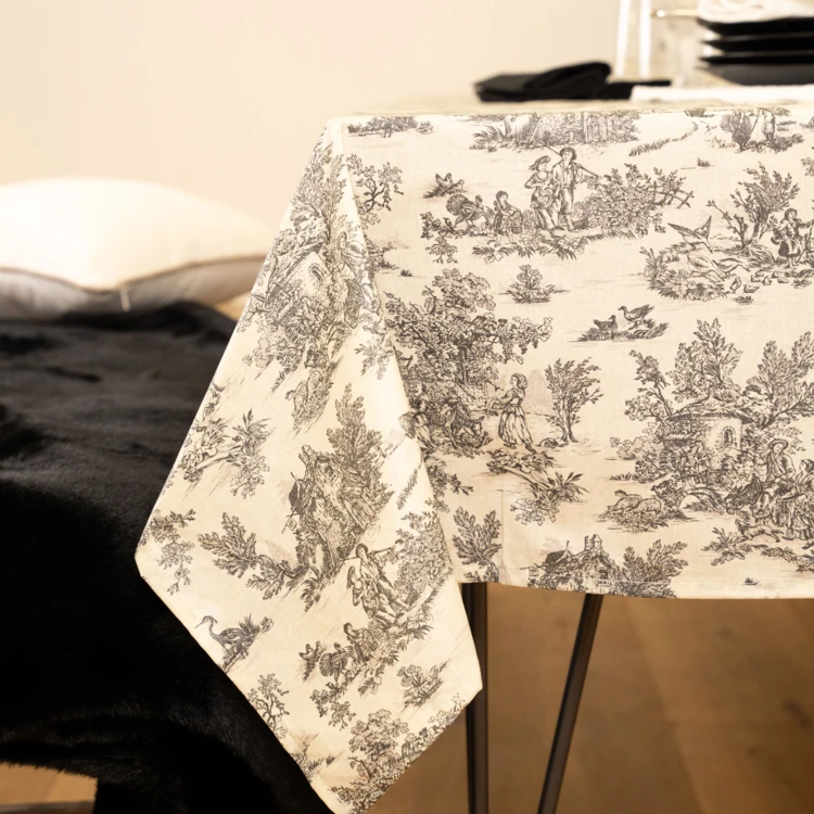 Nappe toile de Jouy rectangulaire plastifiée