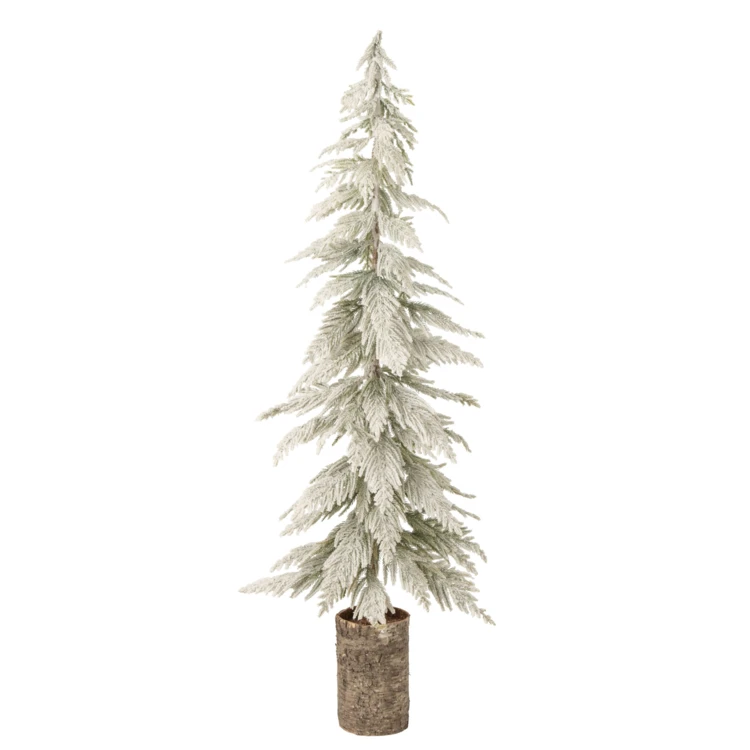 Sapin de Noël enneigé avec socle en bois