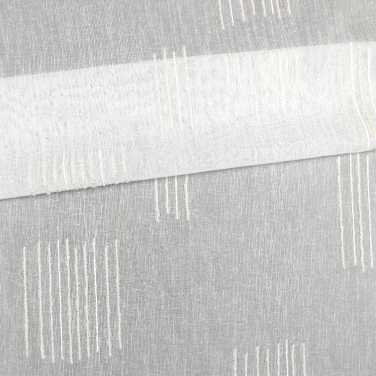 Tissu voilage jacquard à motifs lignes en relief et bas plombé