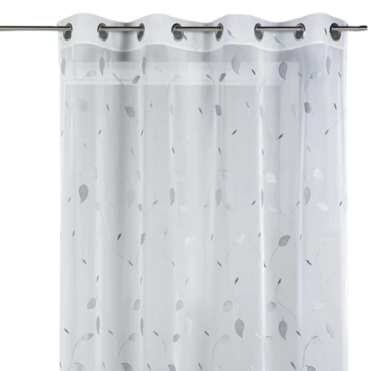 Voilage en étamine brodée aux imprimés "feuilles"