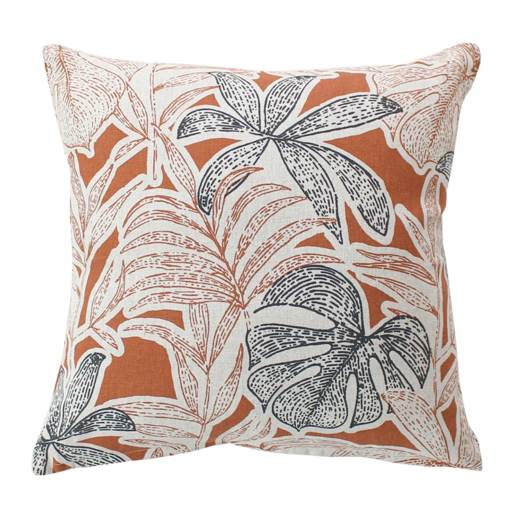 Coussin décoratif déhoussable motif feuillage tropical