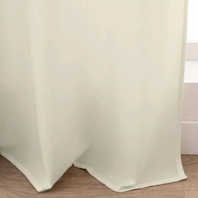 Rideau à œillets polycoton top métallisé texturé avec pompons