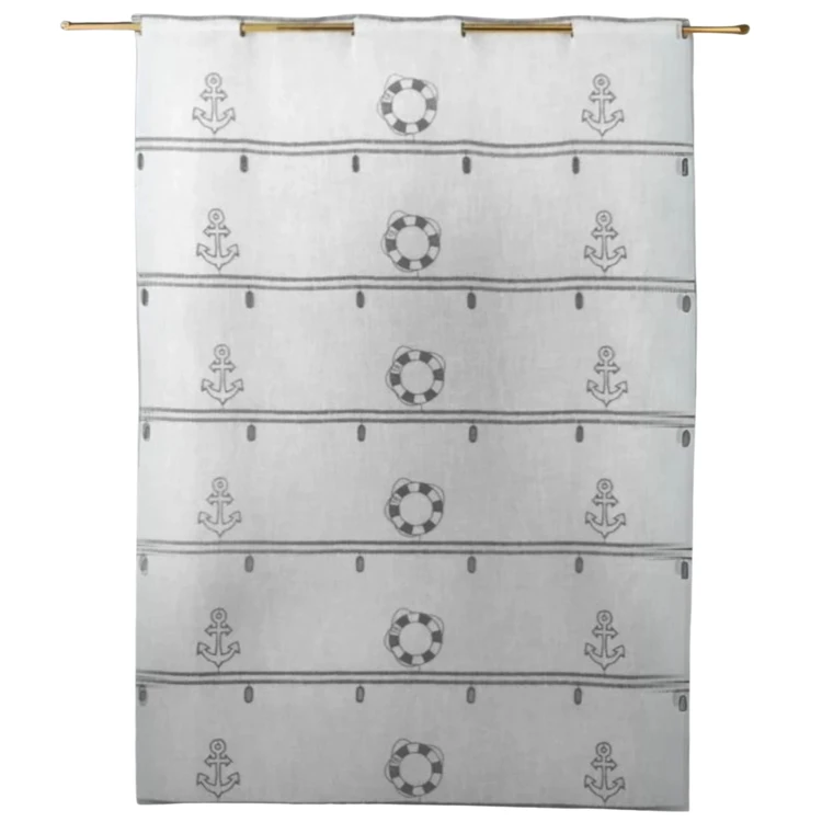 Visillo modulable de estameña bordado “Marina”