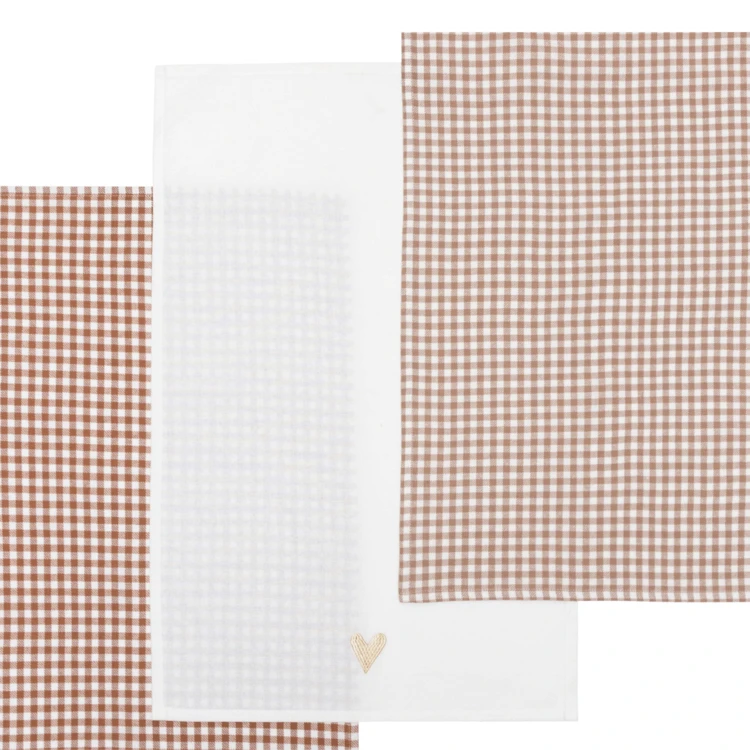 Lot de 3 torchons en coton vichy
