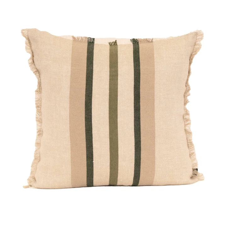 Coussin rayé en lin et coton