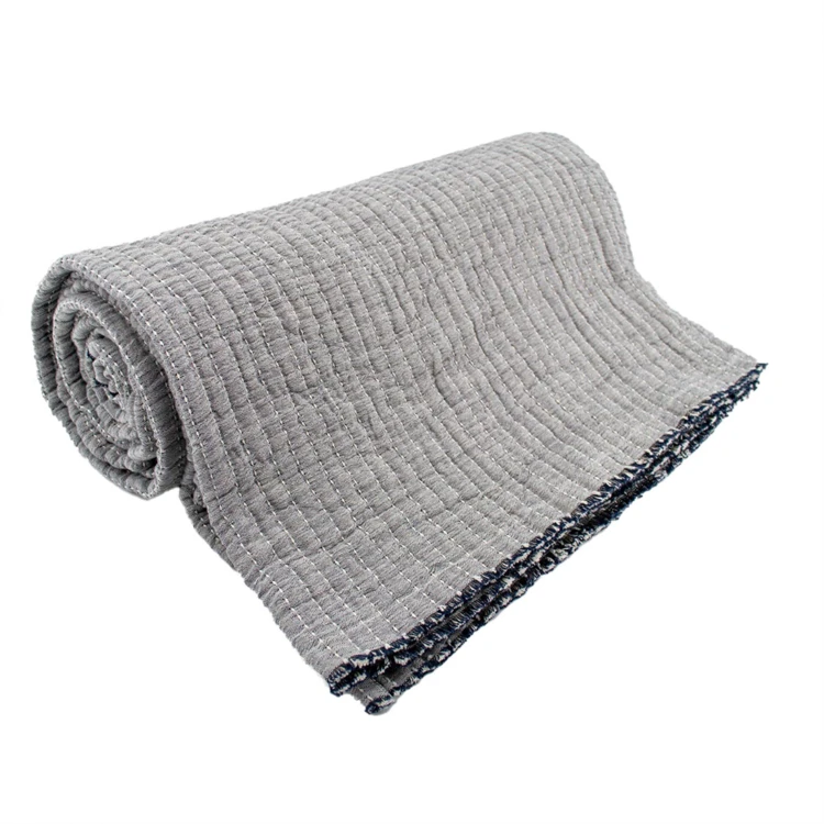 Plaid en coton lavé matelassé boutis