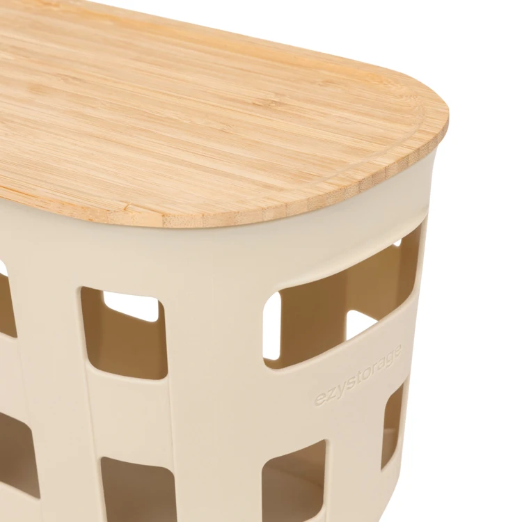 Panier de rangement avec couvercle en bambou