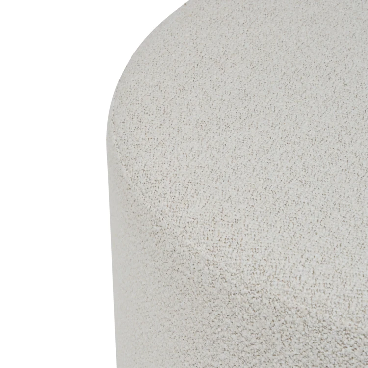 Pouf XL rond en tissu bouclette avec base bois