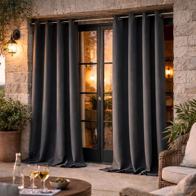 Rideau d'extérieur en tissu déperlant