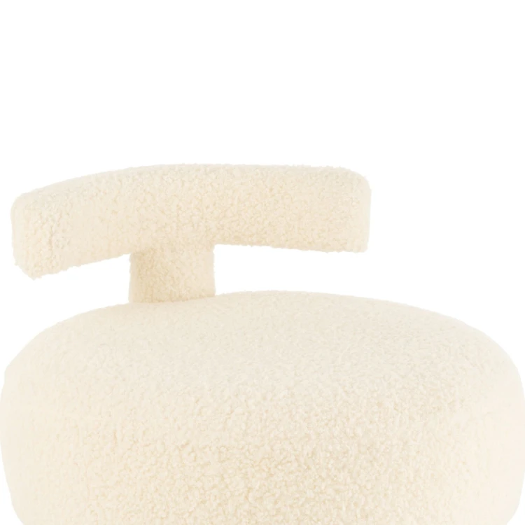Pouf rond avec dossier en tissu bouclette