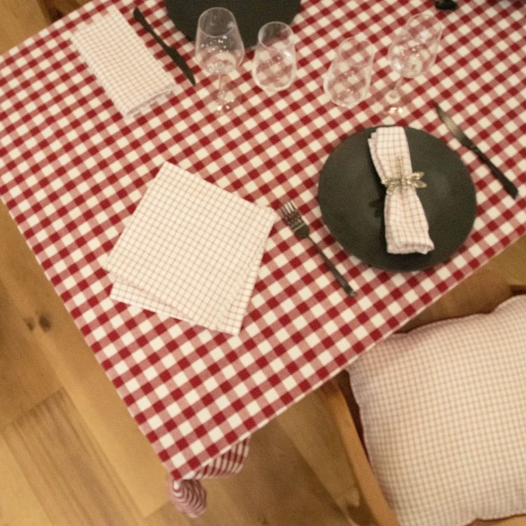Rechteckige Tischdecke aus Vichy-Karo, 100% Baumwolle