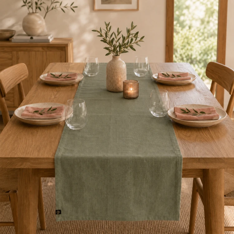 Chemin de table en lin HAOMY PISE