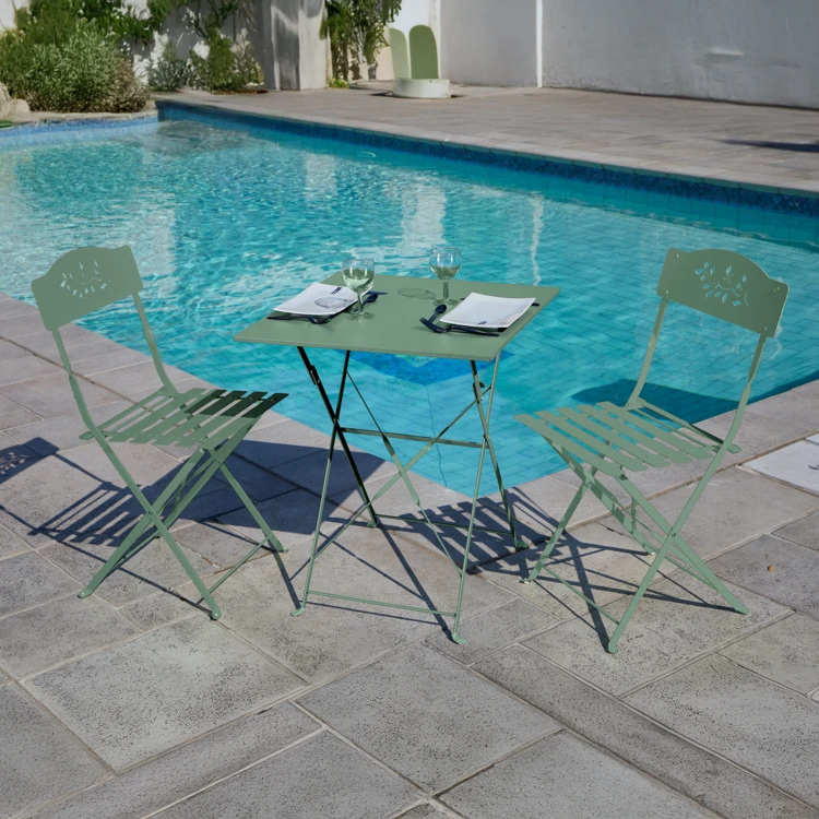 Table carrée de jardin pliante en acier