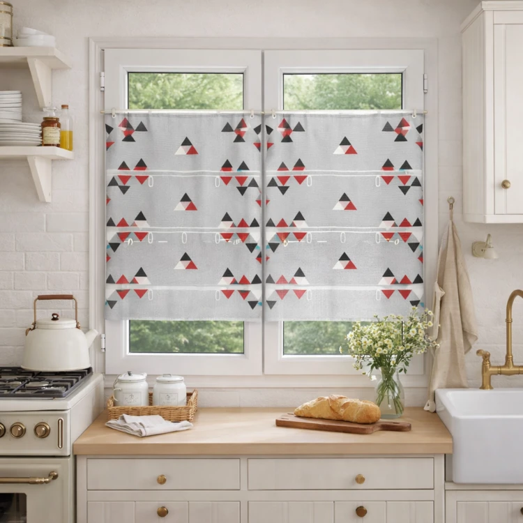 Petit voilage de fenêtre broderie triangle