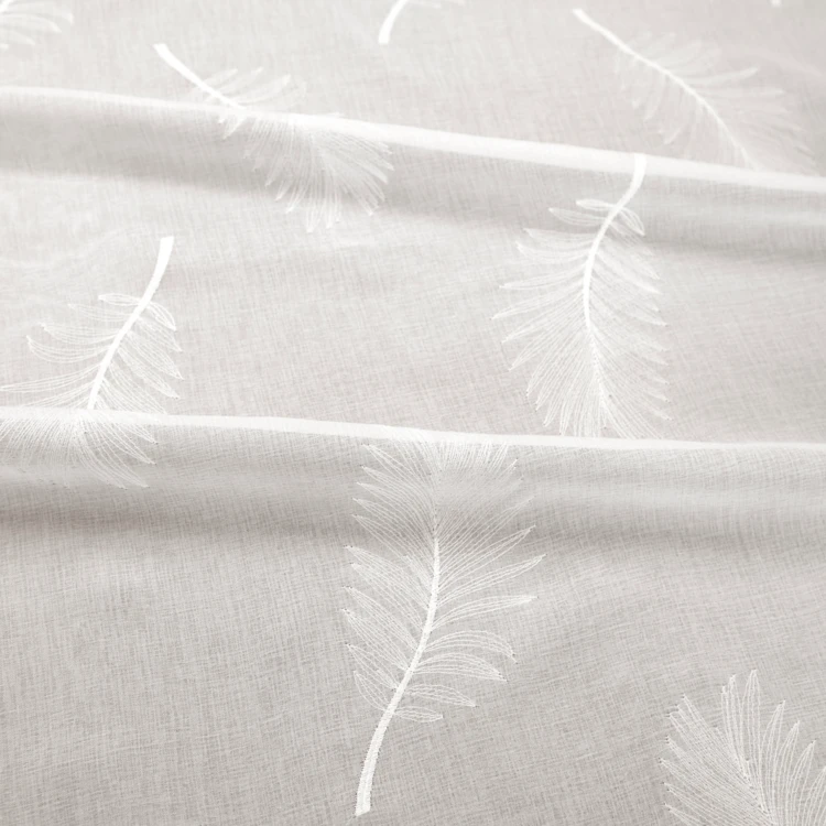 Voilage brodé à motifs feuilles