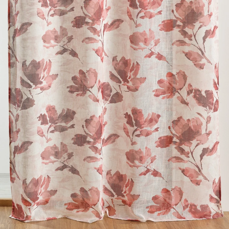 Voilage poly-lin imprimé à motif floral avec œillets