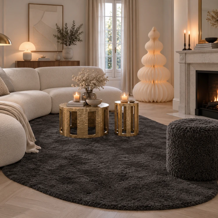 TAPIS DOUX POLYESTER GRIS FONCÉ