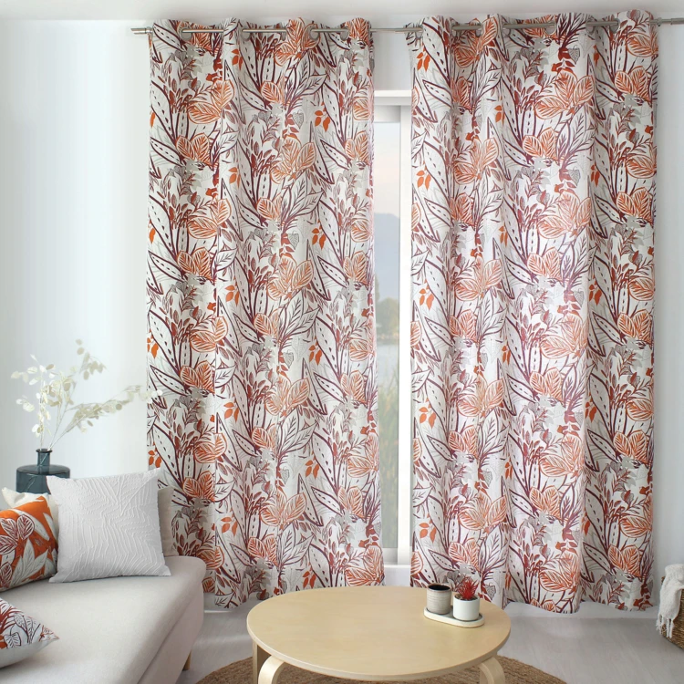 Rideau à oeillets coloré motif exotique