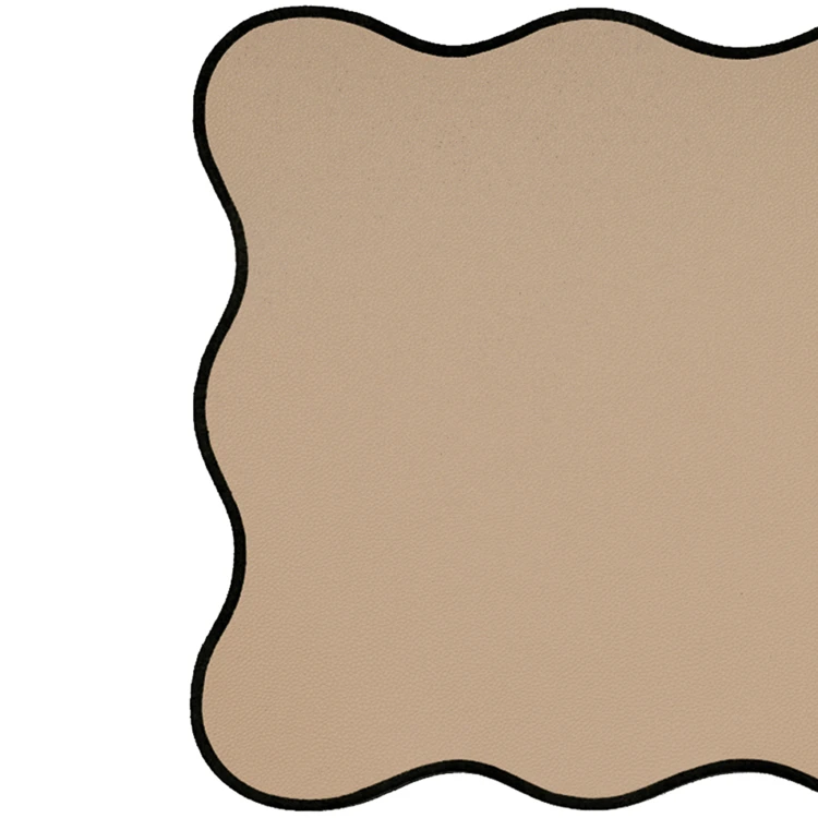 Mantel individual rectangular, liso con bordes ondulados