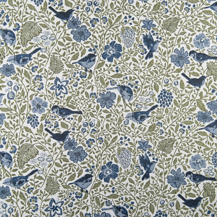 Rideau tamisant jacquard polycoton à motifs floraux et oiseaux
