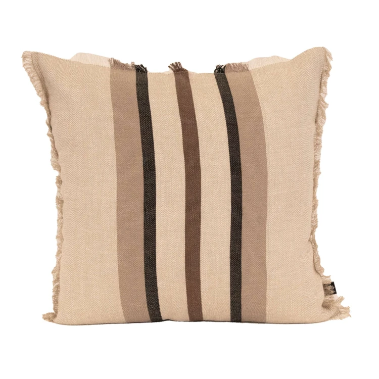 Coussin rayé en lin et coton