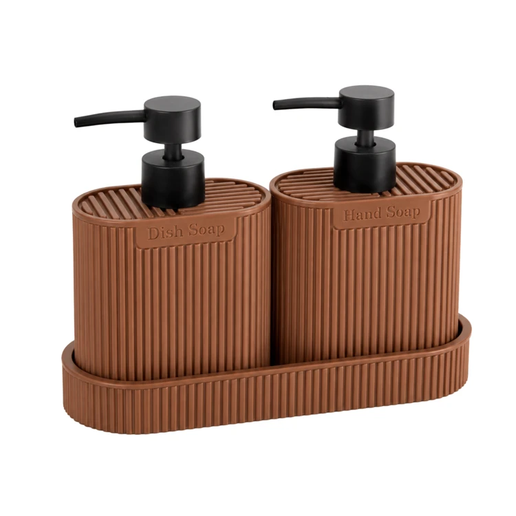 Lot de 2 distributeurs de savon avec plateau