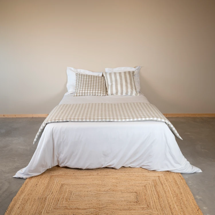 Édredon réversible coton flammé motifs rayures et carreaux LOURMARIN