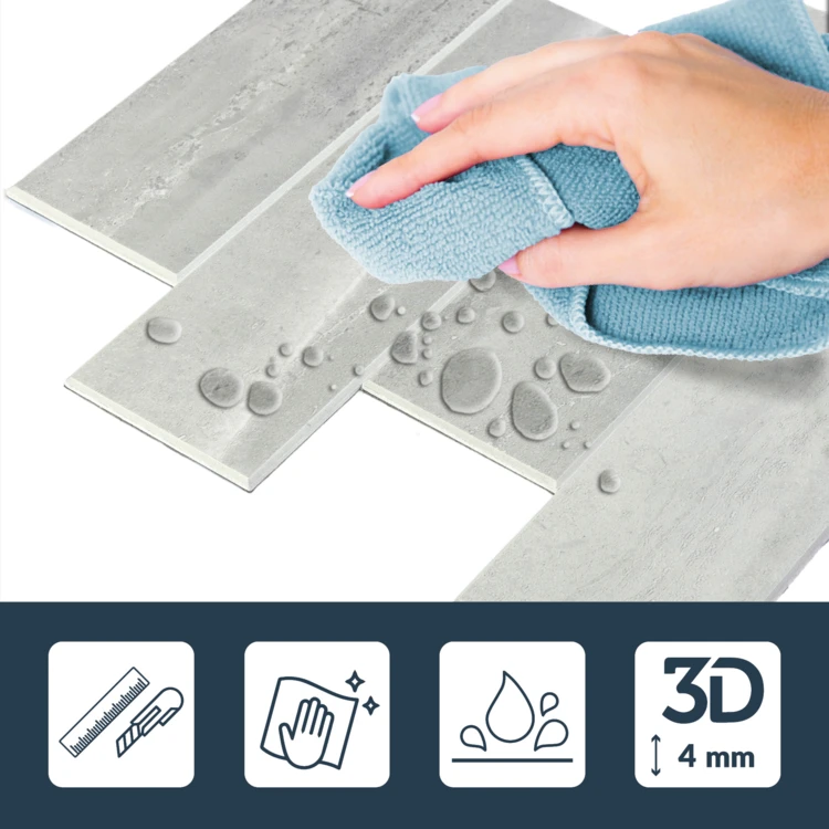 Zelfklevende 3D-wandpanelen met steeneffect, 4 stuks