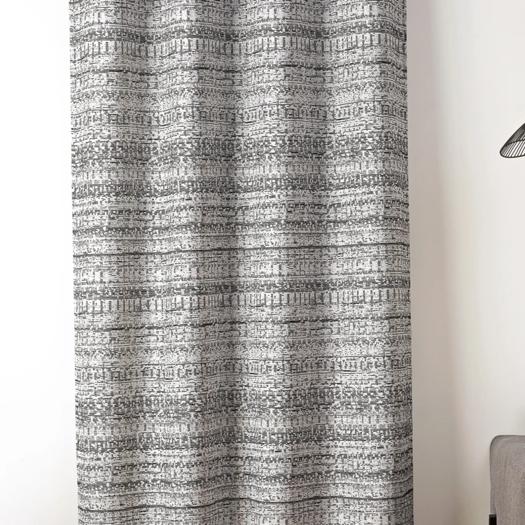 Cortina de jacquard texturizado de inspiración mineral con ojales