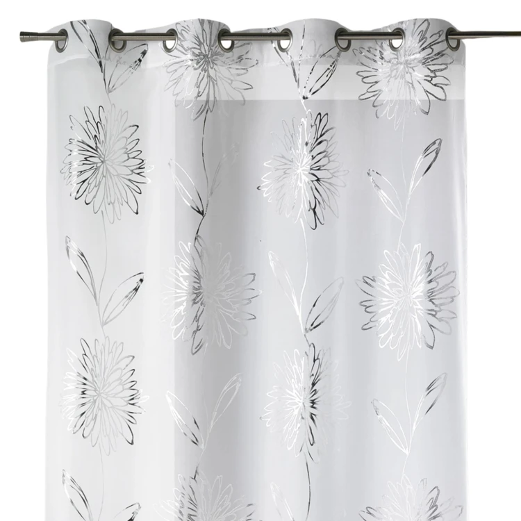 Voile de etamina claro com estampado "Flor" metalizado