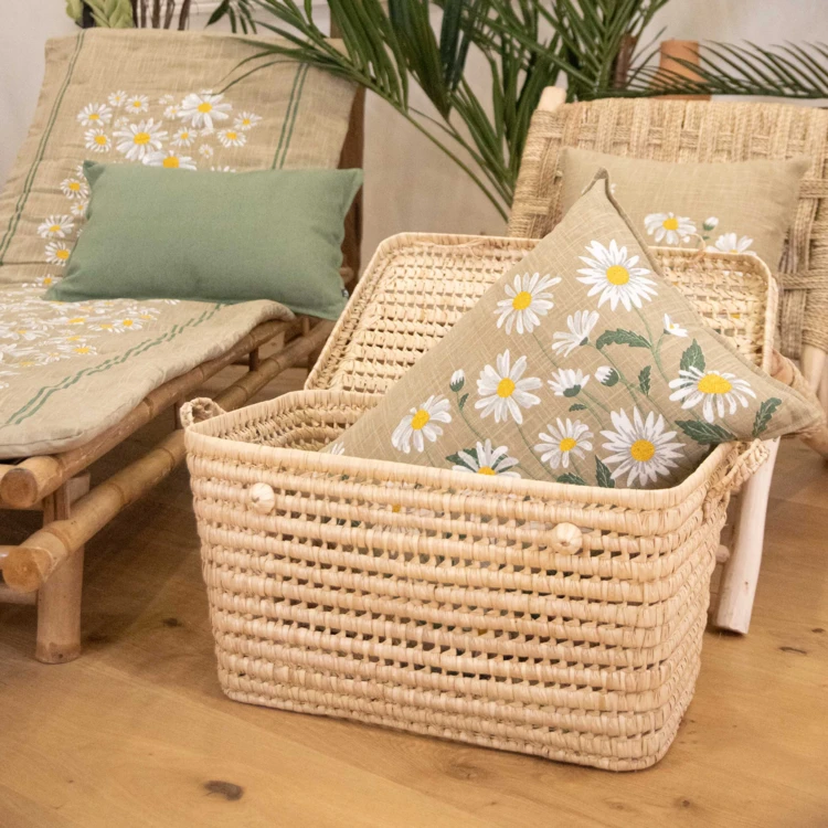 Coussin décoratif en coton motif marguerite