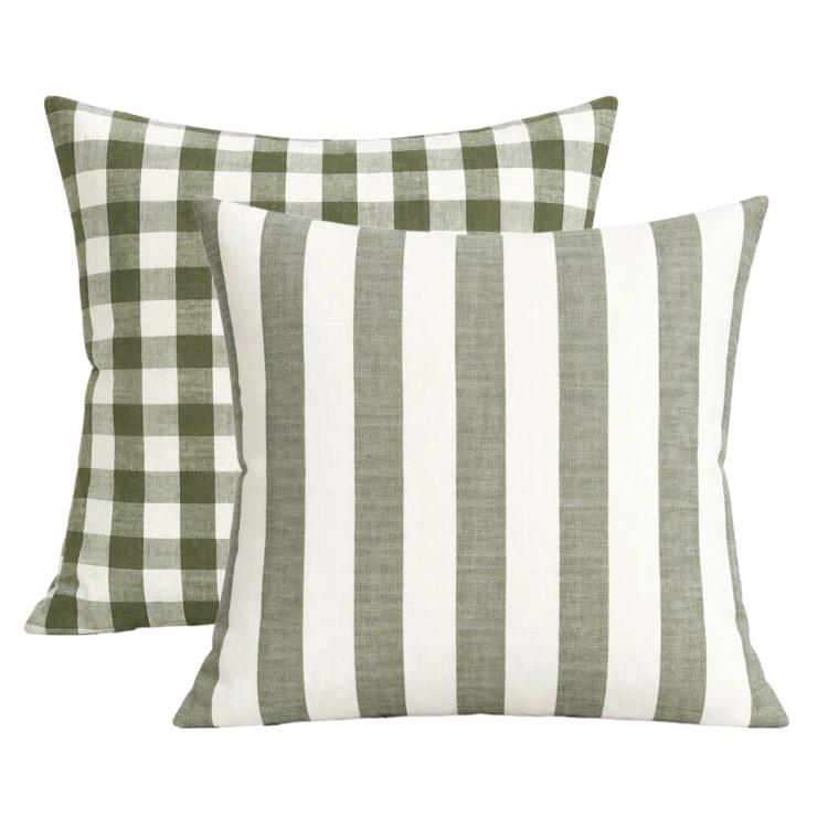 Capa de almofada 100% algodão riscas e gingham LOURMARIN