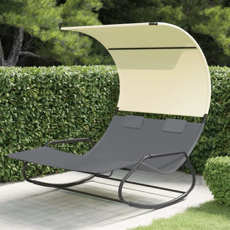 Tumbona doble con dosel para exteriores