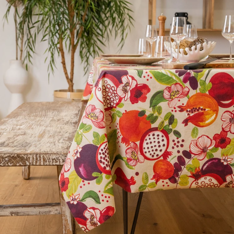 Nappe rectangle enduite motif fruits