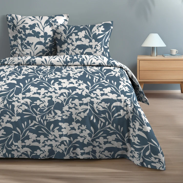 Parure de lit 3 pièces en coton imprimé floral housse + taies