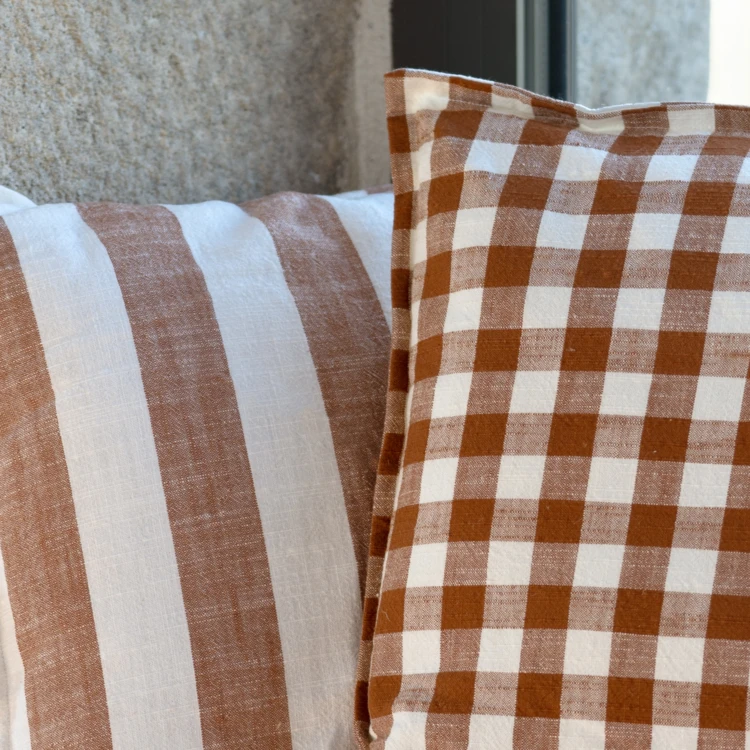 Capa de almofada 100% algodão riscas e gingham LOURMARIN