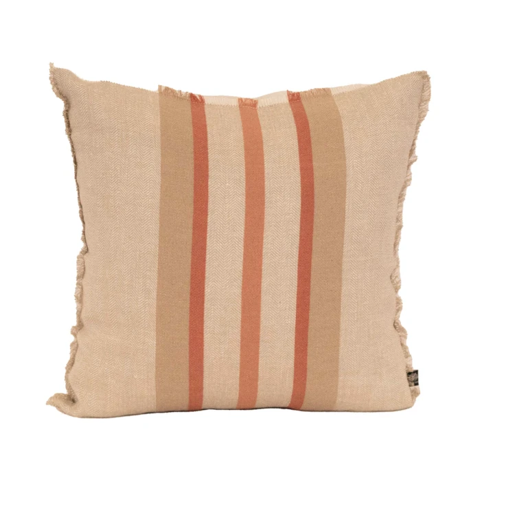 Coussin rayé en lin et coton