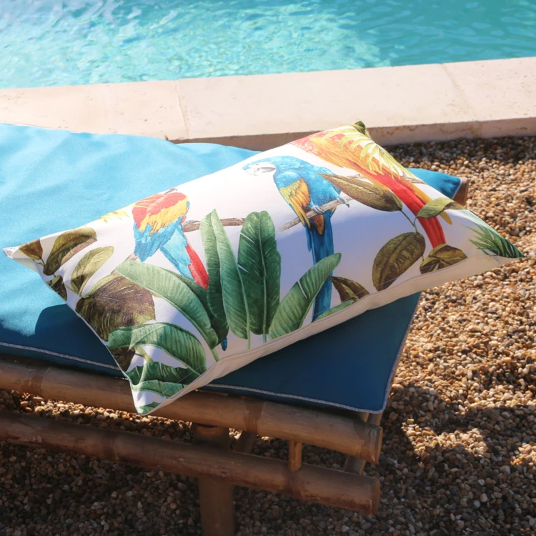 Coussin outdoor à motif perroquet