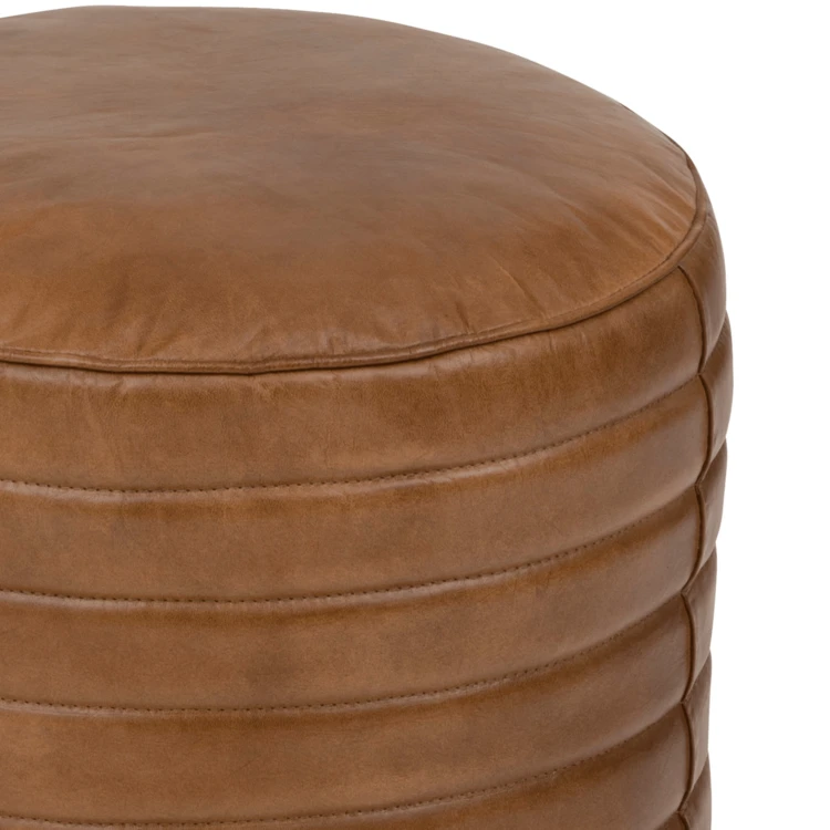 Pouf en cuir effet vintage