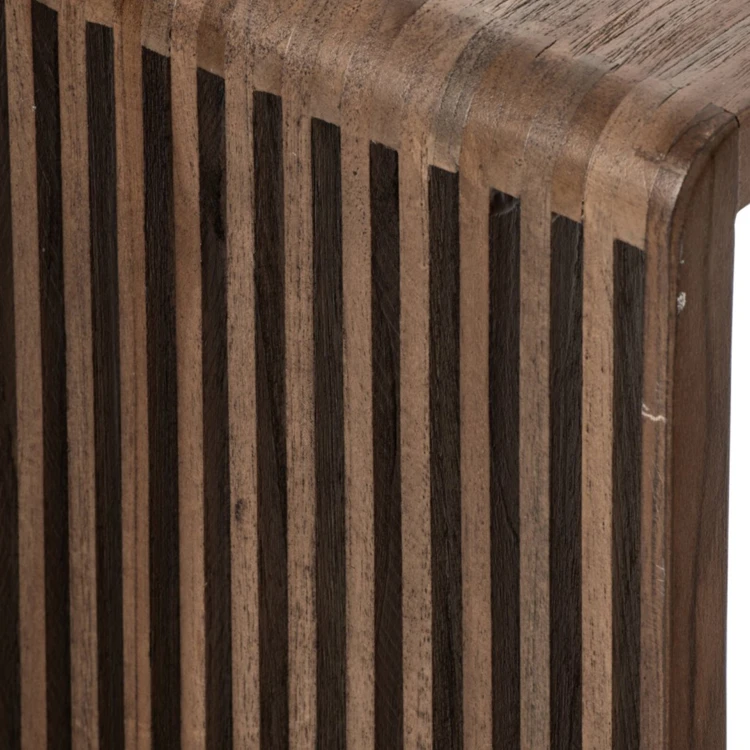 TABLE D'APPOINT À LATTES BOIS RECYCLÉ NOIR