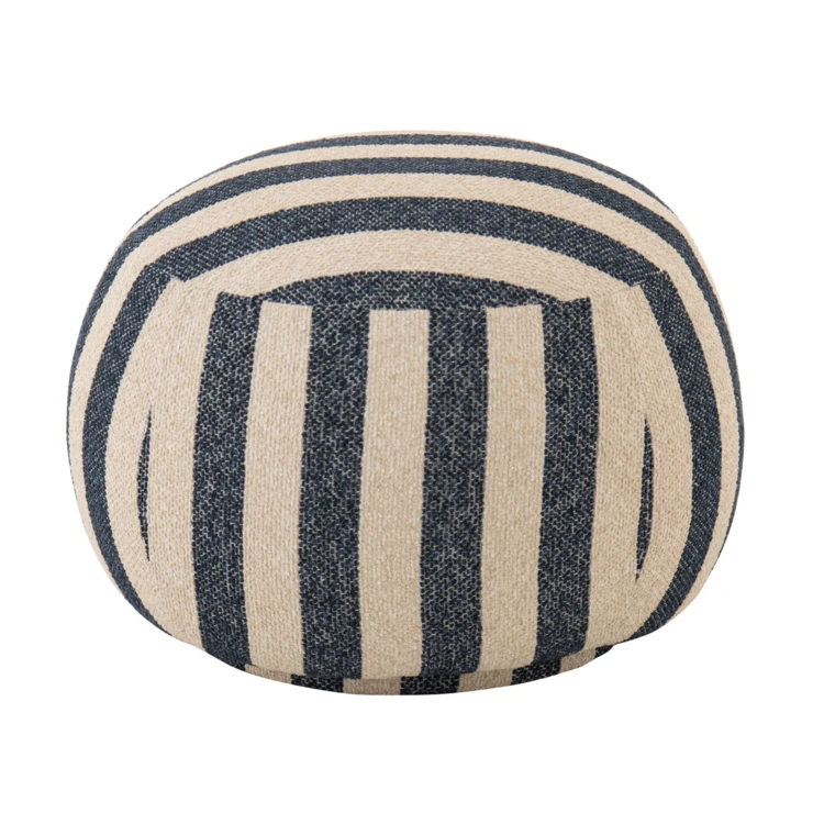 Runder Pouf aus gestreiftem Stoff