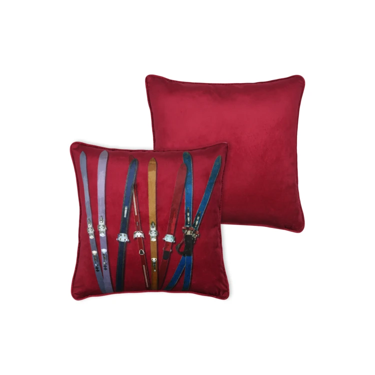 Coussin rectangulaire à motif skis vintage