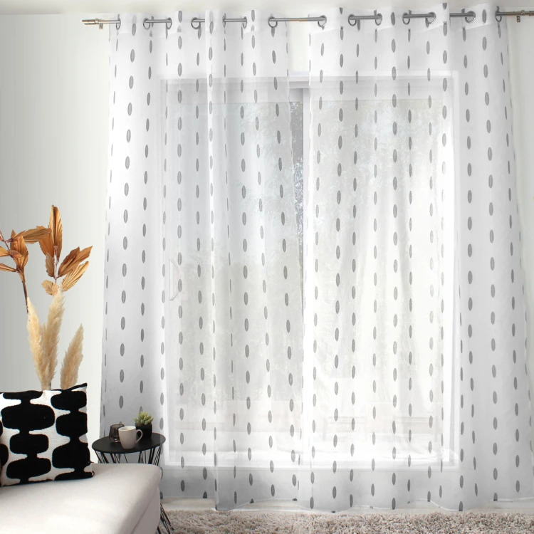 Voilage jacquard à pois ovales à oeillets