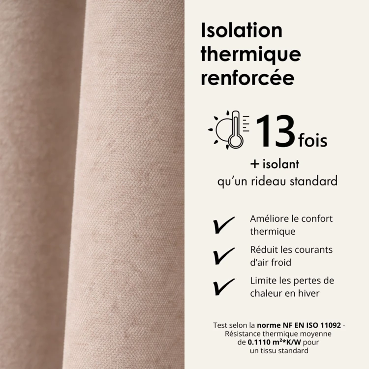 Rideau thermique phonique et semi occultant KONFOR