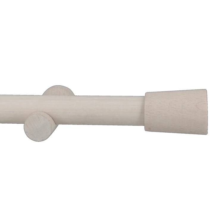 Kit tringle à rideaux en bois avec embout conique D28mm