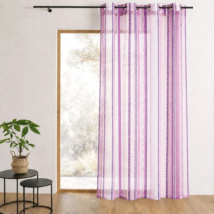 Voilage en organza jacquard à rayures verticales colorées