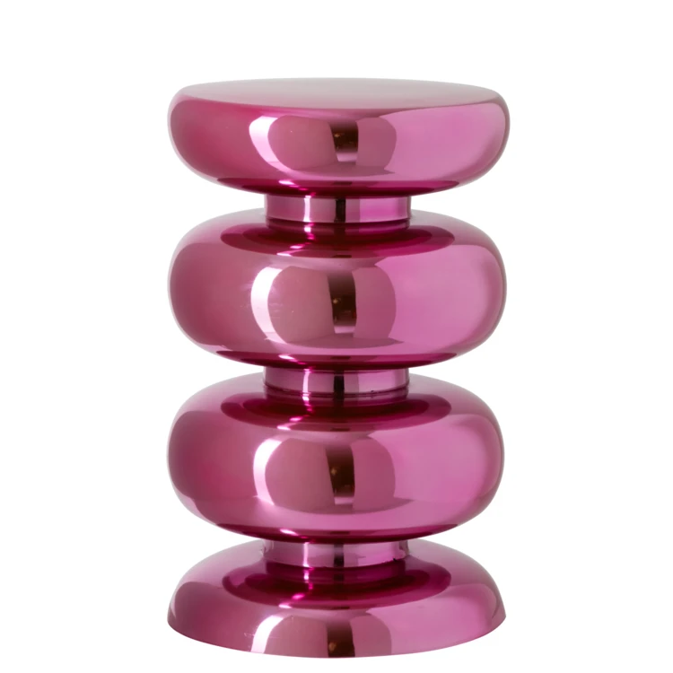 TABOURET BRILLANT ROND MÉTAL ORANGE FLUO