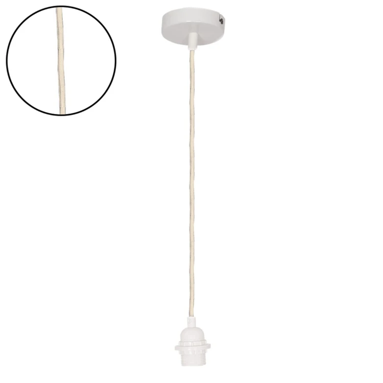 Pantalla colgante con portalámparas y cable retorcido de cuerda