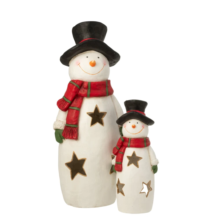 Bonhomme de neige décoratif avec foulard et chapeau en magnésium - grand modèle